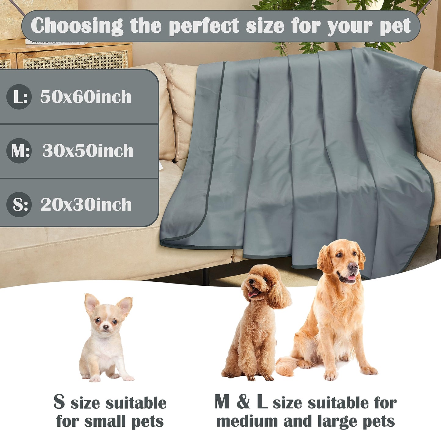 Kritter Planet Waterproof Cooling Dog Mat, Soft Pet Blanket for Summer, Lightweight Outdoor Mat, Reversible Furniture Cover, 20 x 30 inch, Grey