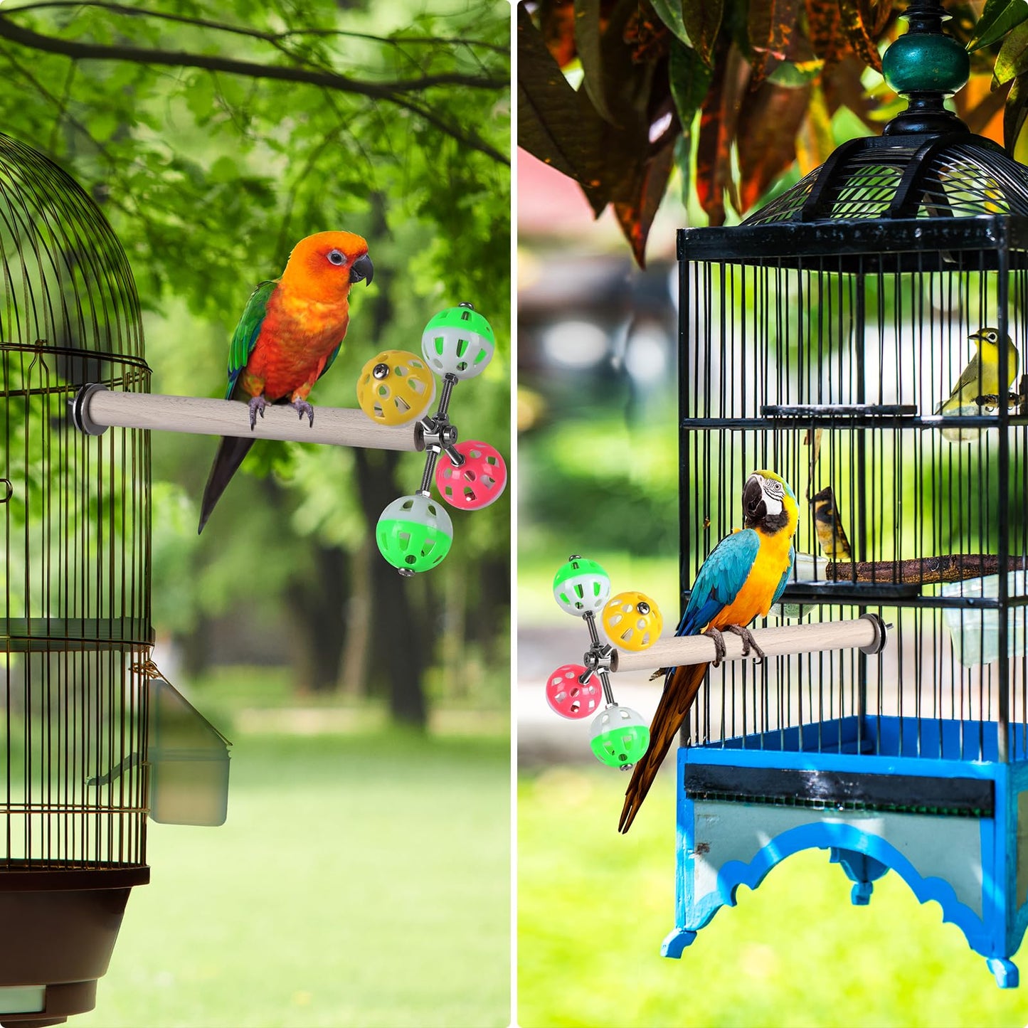 Teniinet Stand Perch Toy with Rotating Balls for Birds, Parakeets, Budgies, Cockatiels, Parrots, Budgerigars, Conures, Parrotlets, Ringnecks, Lovebirds (1Pcs)