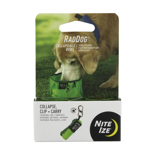 Nite Ize RadDog Collapsible Dog Bowl, Lightweight Food and Water Bowl, Green, One Size