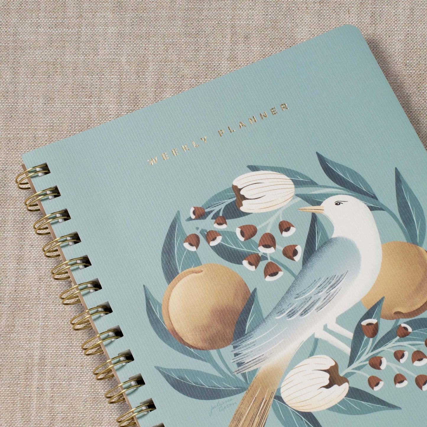 Fringe Studio Paper Cover Non-Dated Weekly Planner, "BLUE BIRD" 7" w x 8.375" h, 160 pages, Juliana Tipton Collection (878PA001FSC)
