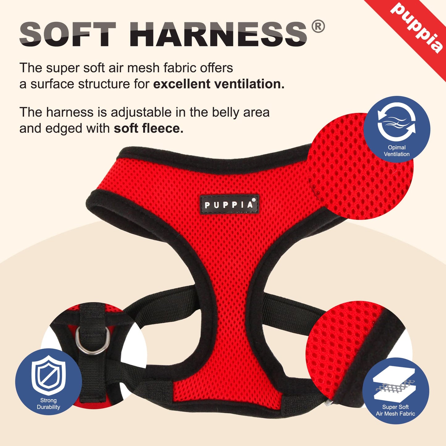 Puppia Soft Dog Harness No Choke Over-The-Head Triple Layered Breathable Mesh Adjustable Chest Belt and Quick-Release Buckle, Camouflage, Medium