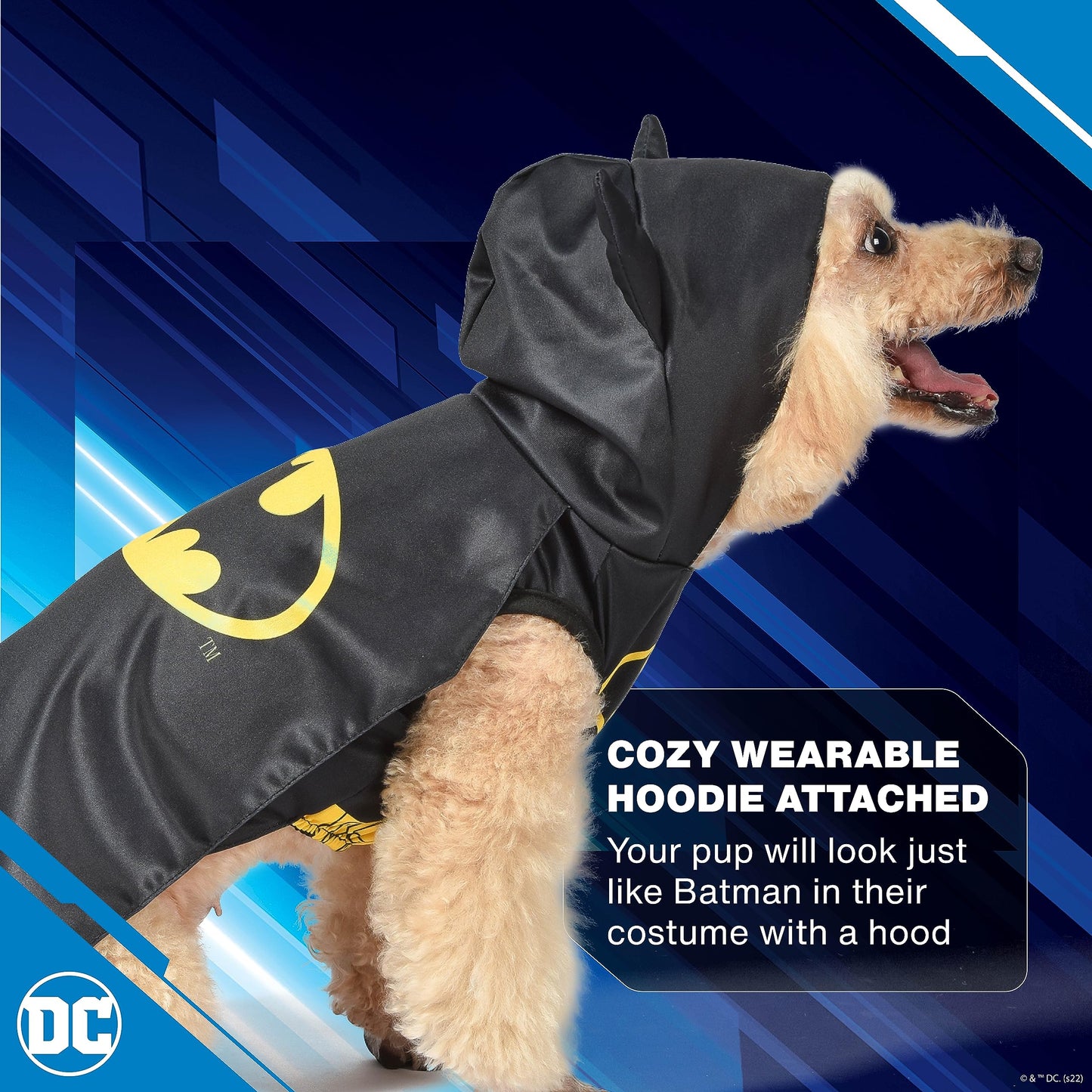 DC Comics Batman Dog Costume, Size Extra Small | Best DC Comics Batman Halloween Costume for Small Dogs | Funny Dog Costumes | Official Batman Costume for Pets Halloween