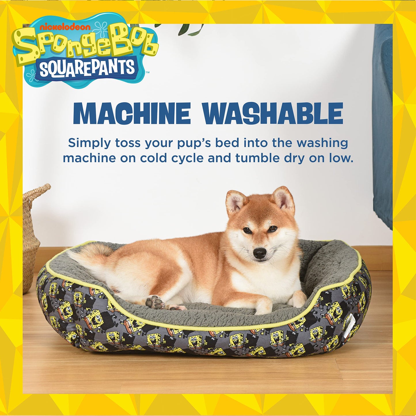SpongeBob SquarePants for Pets Shadow in the Dark Cuddler Dog Bed, 24"L x 9.5"W x 4.7"Th, Polyester, Officially Licensed
